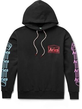 Aries Column Print Black Hoodie